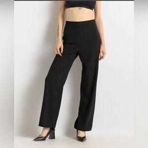 MaxMara black trousers Wool Pinstripe Pants 10